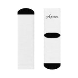 Personalized Axum Crew Socks - Stylish Black & White Design